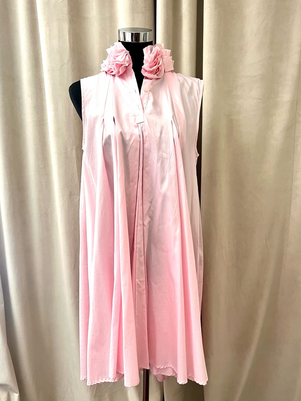 NWT Style Sleeveless Pink Floral Collar Swing Dress M